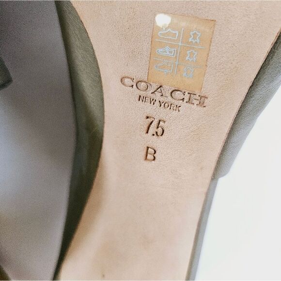 NIB COACH Manhattan Soft Vintage Leather Pump Open Toe Heels In Slate Grey 7.5 - Picture 16 of 16